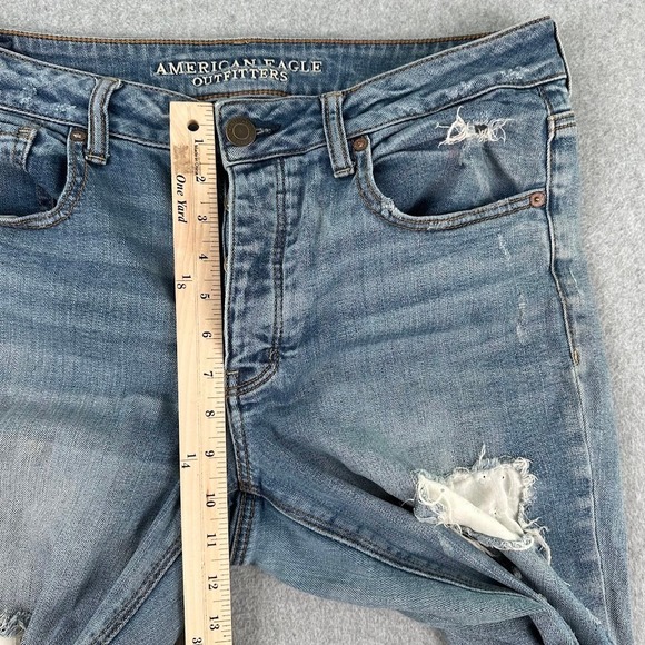 American Eagle Womens Jeans Tomgirl Distressed Button Fly Size 12 - Picture 11 of 13